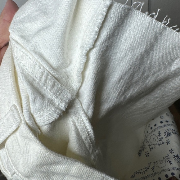 Free People Sofia Distressed White Denim Button Fly Raw Hem Shorts Size 28 - Picture 12 of 15